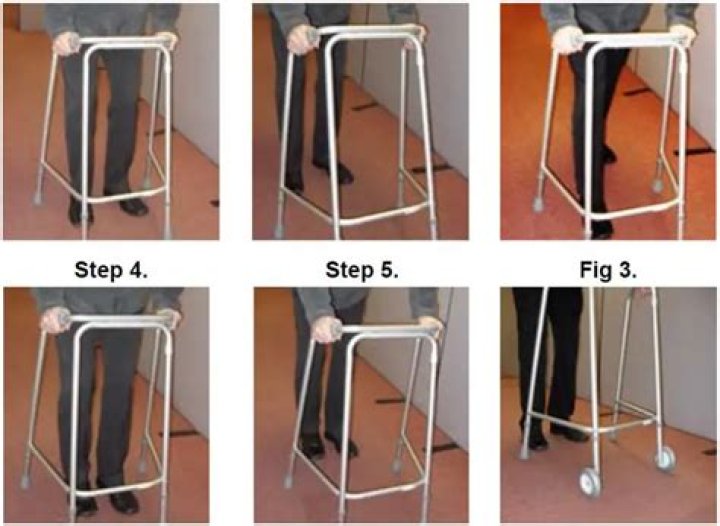 How do you walk on a walking frame?